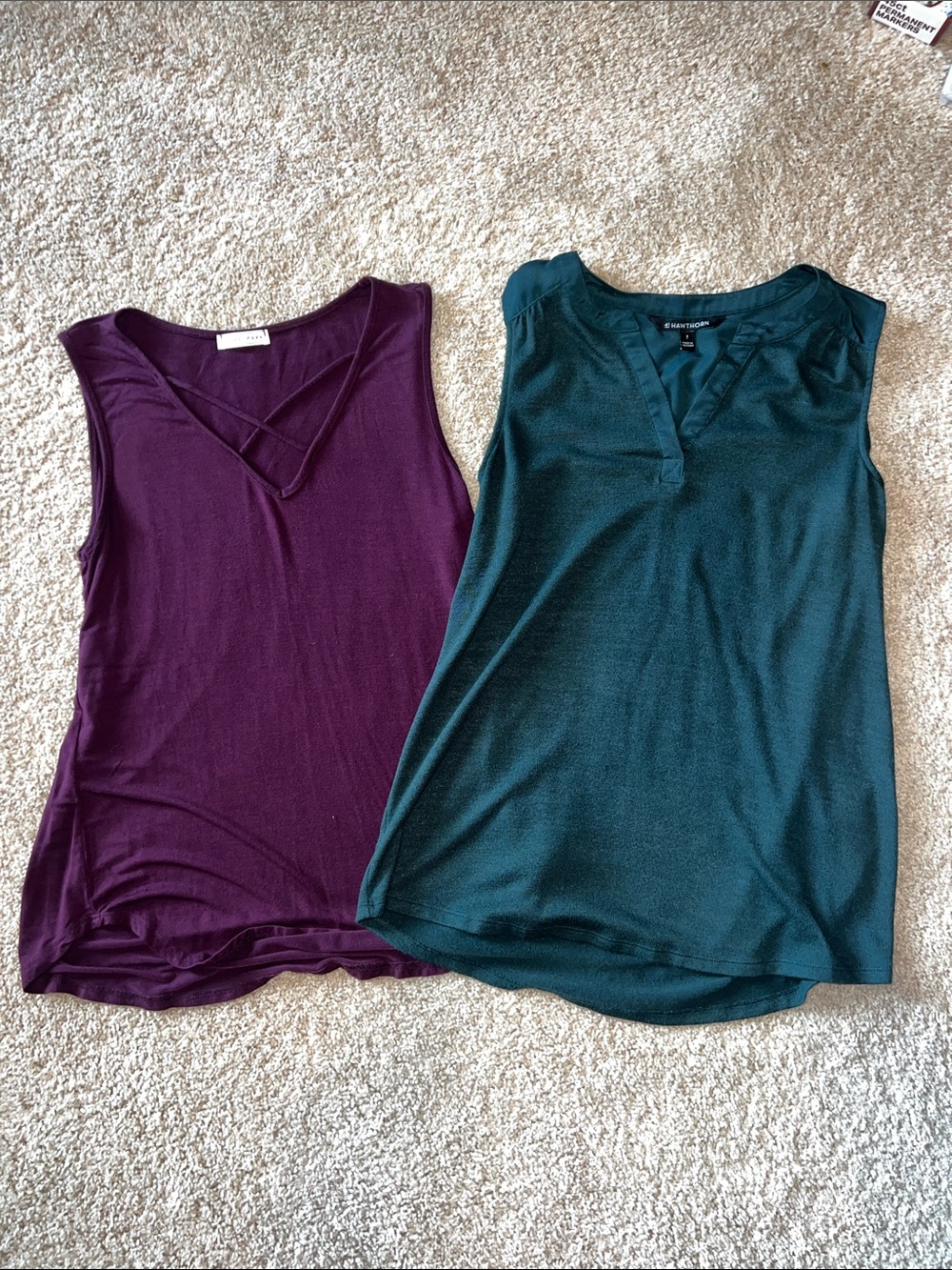 Stitch Fix Small Emory Park Hawthorne Crisscross Tank Top Lot 2 teal work small